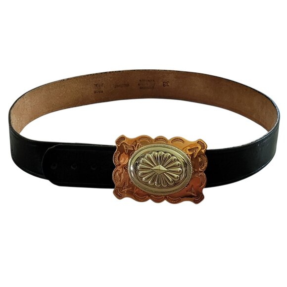 VTG Wackenhut Top Grain Cowhide Genuine Leather Belt with Large Buckle USA 38 - Picture 3 of 14